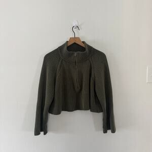 Free People Women's Greta Green Half Zip Pullover Sweater Size Small